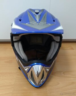 Modrosivá motorkárska prilba / helma s okuliarmi - 3