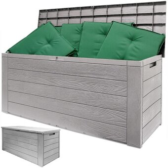 Záhradný úložný box na podušky 280 L sivý - 3