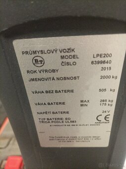 Nízkozdvižný vozík LPE 200 Toyota BT - 3