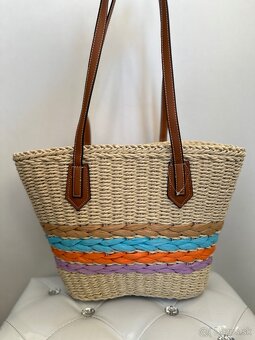 Letná pletená kabelka YSL s farebnými detailmi - 3