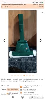 Predám vysávač VORWERK Kobolt 130 s bohatým príslušenstvom - 3