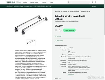 Škoda originál: Strešný nosič + 2x Nosič bicykla na strechu - 3