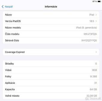 Rezervovaný Predám ipad 9.generácia 64gb 10.2” - 3