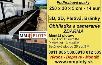 Betonovy plot, Podhrabove dosky 3d 2d Montáž - 3