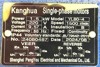1 fázový elektromotor s remenicou 220V 1,5kW 1500ot. - 3