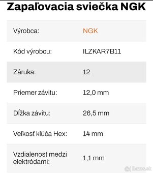 Zapaľovacia sviečka NGK ILZKAR7B11 - iridium - 3