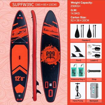 Paddleboard 385cm, 230kg, dvojmiestny, 3 plutvy - 3