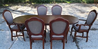 Masivny rozkladací stôl+6 ks stoliček - 3