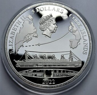 Stříbrná 1 oz mince Titanic 2022 hrudkou uhlí z Titanicu - 3