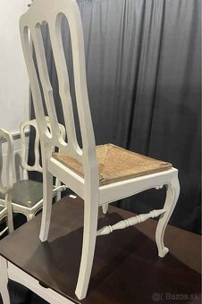 retro stolicka, 1ks, drevo, vyplet, biela farba - 3