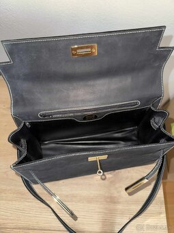 Čierna kožená kabelka v štýle Hermès Kelly – Fabri Italy - 3