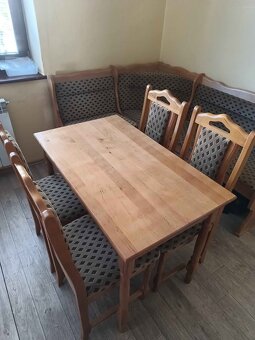 Jedalenska zostava 4 stolicky, rohova lavica , stol - 3