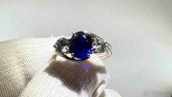 Zafirovy prsteň s diamantami z bieleho zlata 18k - 3