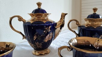 Čajová súprava modro-zlatá s ružičkou - 3