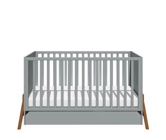 Detská postieľka so šuflíkom Lotta Grey 70x140 s matracom - 3