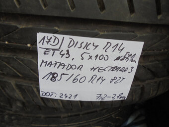 Disky Škoda + pneu 185/60 R14 letné č.17d - 3