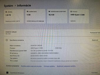 Herný počítač Ryzen 5 5500 16 GB  GTX 1060 6 GB 500GB SSD - 3