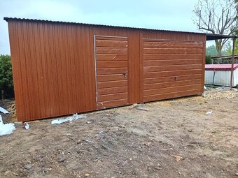 Plechová garáž ELEGANT 7×4 m + prístrešok 2×4 m - 3