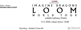 IMAGINE DRAGONS:LOOM World Tour Praha + Uschovna 1 listok - 3
