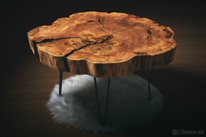 Luxusný konferenčný stolík z brestu 90cm - 3