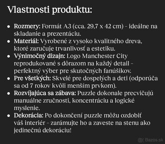 Drevené Puzzle Manchester City - 3
