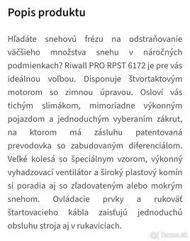 Snežná fréza Riwall Pro RPST 6172 - 3