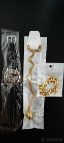 Zlaté pánske hodinky s náramkom a náhrdelníkom - 3