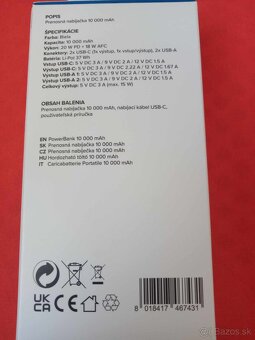 ÚPLNE NOVÁ ORIGINÁL ZABALENÁ POWERBANKA O2=10 000mAh - 3