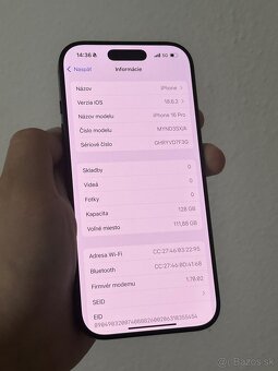 PREDANÉ Dobrý deň Ponúkam na predaj iPhone 16 PRO 128GB - 3