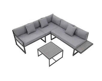 Záhradná kovová zostava St Tropez antracit a sivé podušky - 3