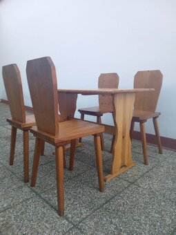 Jedálenský kút, stôl, 4 stoličky, nábytok z masívu - 3