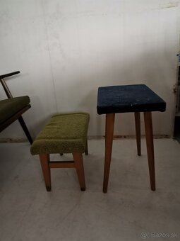 Retro taburetka podnozka stolicka Vintage 2ks - 3