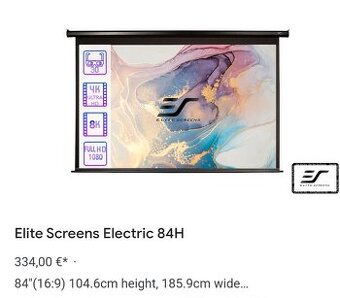 Predám plátno Elite Screens Electric 84H - 3