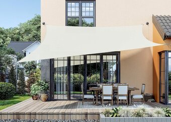 Slnečná plachta SONGMICS 3 × 5 m – béžovo-biela, UV ochran - 3