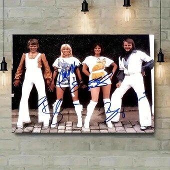 ABBA, 30x45 cm, plátno, tisk, autogram - 3