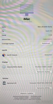 Apple IMAC 24 BLUE/M3 8C CPU/8C GPU/8GB - 3