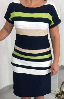 Pásikové spoločenské šaty, elastická veľkosť L - 3