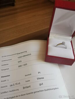 Prsteň z bieleho zlata s diamantom - 3