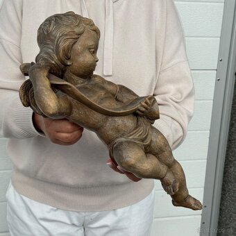 Veliká socha dřevěný krásný anděl 41cm - 3