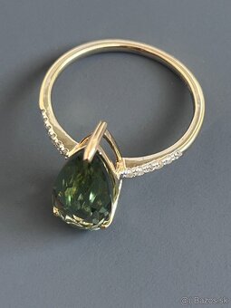 Zlatý prsteň s Turmalínom a diamantami - 3