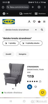 Detske Ikea kreslo sive - Strandmon, BA - 3