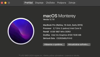 Predám MacBook Pro 13,3" výkonný notebook s displejom Retin - 3
