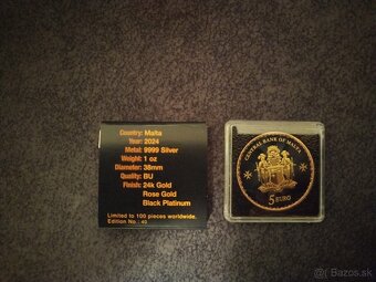 zlato striebro minca Malta 2024 -pozlátená čierna - 3