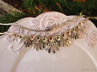 Strieborný náhrdelník, Rubín, Zafír, Smaragd, Ag 925 - 3