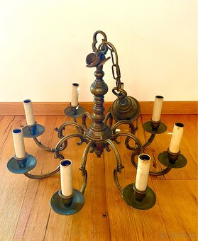 Starý krásný těžký mosazný lustr - 3