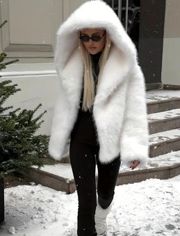 Kožúšok s kapucňou biely - 3