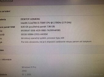 Kancelársky mini PC HP ProDesk i5-7500T / 8GB / SSD + HDD - 3