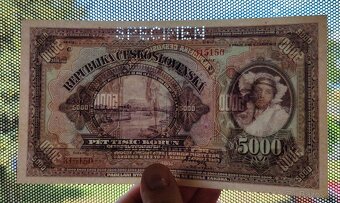 5000 Kč, 1920, SPECIMEN, seria C, 90€ - 3