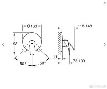 Batéria vaňová Grohe podomietková páková Eurosmart s prepína - 3