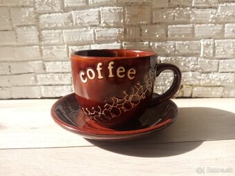 Keramická hnedá súprava 6 šálok na kávu - 3